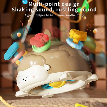 Juguete mordedor para bebés, juguete de dentición calmante en forma de oveja, actividad educativa, sonajero de agarre fácil para niños y niñas, viajes de aprendizaje