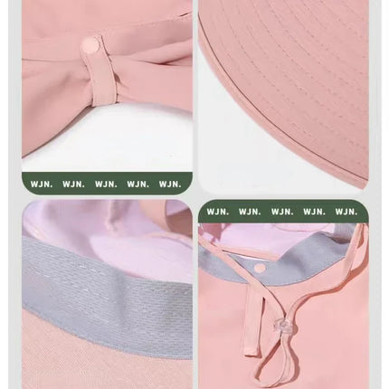 Sombrero de cubo para el sol al aire libre para mujeres y niñas, sombrero de pesca, sombrero de cubo de ala ancha con cubierta para el cuello, gorra de Safari con protección UPF 50+
