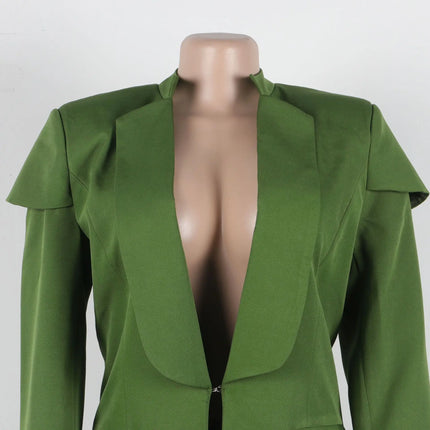 Conjunto de chaqueta larga X de manga larga para mujer, abrigo + traje de pantalón largo, ropa de calle de primavera 2025, conjunto de dos piezas, trajes de trabajo de África OL