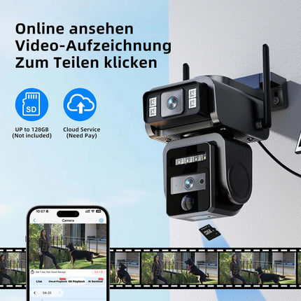 Cámara Solar Inalámbrica al Aire Libre WIFI 4MP: Batería Integrada, Cámara de Seguridad de Video CCTV con Larga Duración en Modo de Espera y Vigilancia de Energía Solar