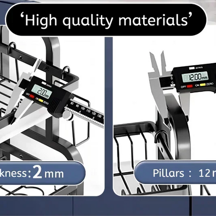 Estante Escurridor de Platos de 2 Niveles – Compacto, Antióxido y con Soporte para Utensilios