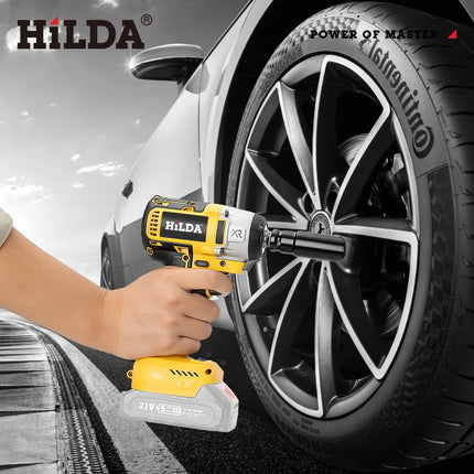 HILDA-llave eléctrica sin escobillas con batería de iones de litio de 1/2 pulgadas, herramientas eléctricas inalámbricas para batería Makita de 18V con luz Led