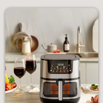 Freidora de Aire Eléctrica de Acero Inoxidable 15L – Cocina Inteligente de Gran Capacidad con Horno Tostador y Pantalla Digital