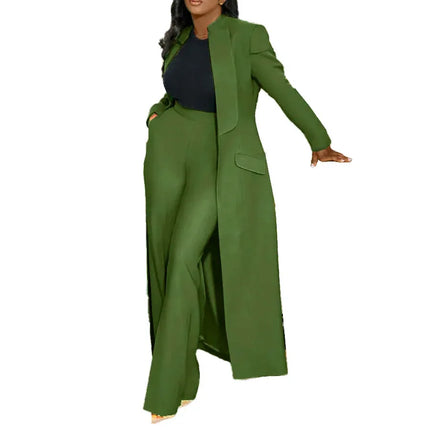 Conjunto de chaqueta larga X de manga larga para mujer, abrigo + traje de pantalón largo, ropa de calle de primavera 2025, conjunto de dos piezas, trajes de trabajo de África OL