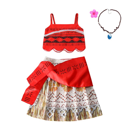 Traje para niñas, disfraz de Cosplay para niños, vestido de princesa para fiesta, vestido de playa informal de verano, conjunto de peluca y collar, vestidos de fiesta para niñas