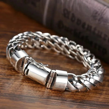 Brazalete Punk Minimalista de Plata Esterlina S925 – Joyería de Lujo Unisex