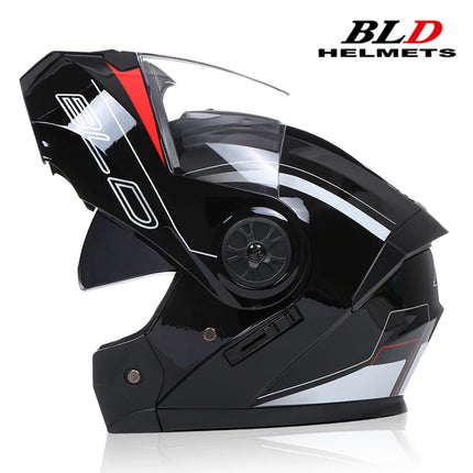 BLD Casco de Motocicleta Modular para Hombre y Mujer, Doble Lente, Abatible Hacia Arriba, Casco de Motocross de Alta Seguridad y Estilo Personalizado