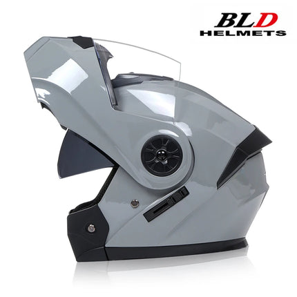 BLD Casco de Motocicleta Modular para Hombre y Mujer, Doble Lente, Abatible Hacia Arriba, Casco de Motocross de Alta Seguridad y Estilo Personalizado