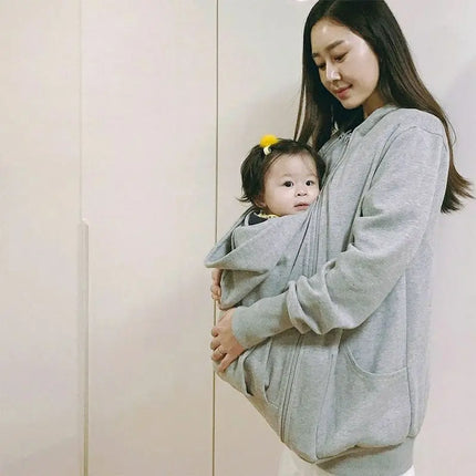 Ropa de maternidad portabebés sudaderas con capucha chaqueta abrigos Otoño Invierno prendas de vestir exteriores de lana mamá canguro abrigos con capucha ropa de embarazo