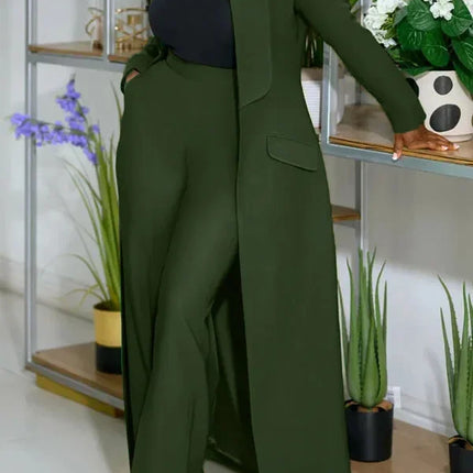 Conjunto de chaqueta larga X de manga larga para mujer, abrigo + traje de pantalón largo, ropa de calle de primavera 2025, conjunto de dos piezas, trajes de trabajo de África OL