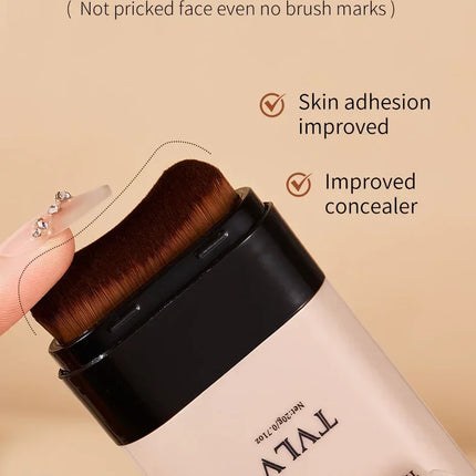 TVLV borrador base maquillaje en barra 20g, con pincel para iluminar la piel base líquida, corrector de maquillaje duradero