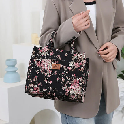 Nuevo bolso artístico de tela gruesa de gran capacidad, fiambrera de trabajo minimalista, bolsa de almacenamiento adecuada para ir de compras, usos varios