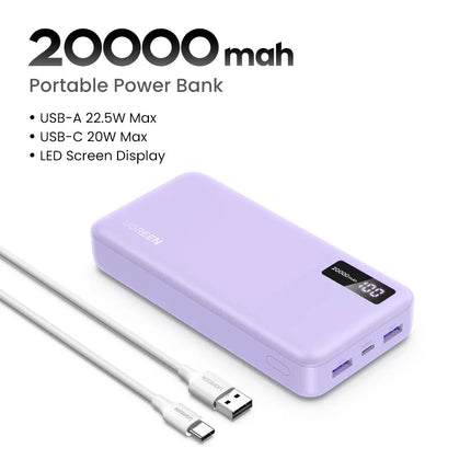 UGREEN 20000mAh PD 20W banco de energía carga rápida banco de energía portátil para iPhone 17 16 15 Pro Max Xiaomi teléfono batería externa 30W