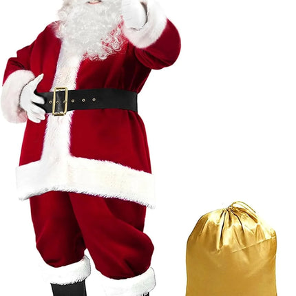 Disfraces de Navidad - Disfraz de Papá Noel para Hombres Mujeres Adultos - 9 piezas. Traje de traje de Papá Noel de lujo