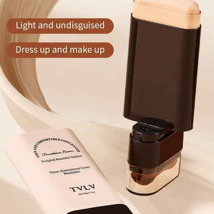 TVLV borrador base maquillaje en barra 20g, con pincel para iluminar la piel base líquida, corrector de maquillaje duradero