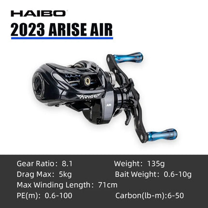 Haibo 25/23 nuevo ARISE AIR/ELITE AMC + carrete De Pesca De Baitcasting De fibra De carbono HandIe 11B + 1RB Carretilha De Pesca De fundición larga