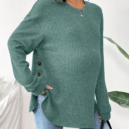 Ropa de maternidad Premama Blusa de manga larga Otoño Invierno suelta mujeres embarazadas suéter con cuello redondo camisetas sudadera pulóver Tops