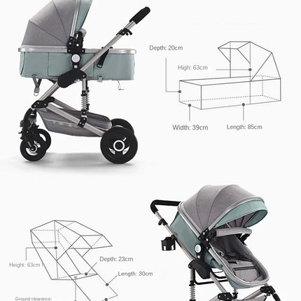 Cochecito de bebé multifuncional para recién nacido, cochecito de paisaje alto, cochecito de bebé 4 en 1 de doble cara con base de asiento de coche ISOFIX 739