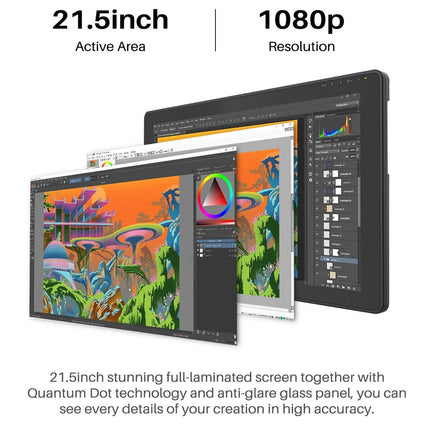 Huion Kamvas 22 Plus – Monitor de Tableta Gráfica de 21,5’’ con 140% sRGB, Compatible con Windows, macOS, Linux y Android