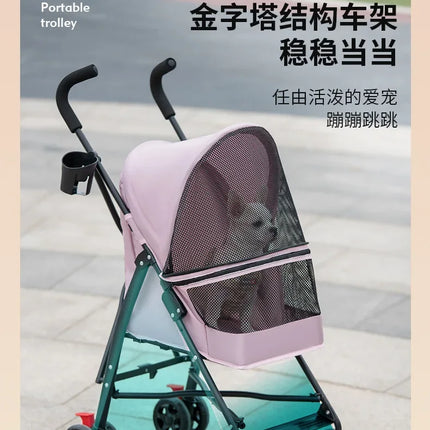 Cochecito para perros y gatos, cochecito de bebé de peluche para perros y gatos, ligero y plegable para perros pequeños al salir