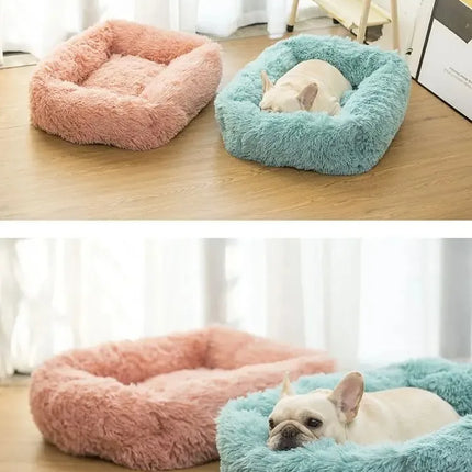Cama rectangular de felpa para perros, estera cálida de invierno, cama para perros y gatos pequeños, medianos y grandes, perrera, cojín para gatos, accesorios para sofá para mascotas