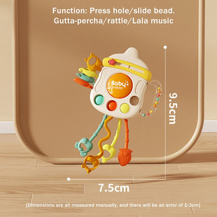 Juguete masticable para bebés en forma de botella de leche; Cuerda de sonajero para aliviar la dentición y desarrollar temprano