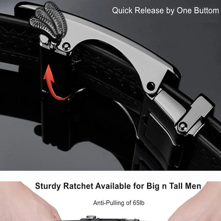 Cinturón de cuero genuino de alta calidad para hombre, hebilla automática ajustable, cinturón de trinquete cortable negro/marrón para hombre