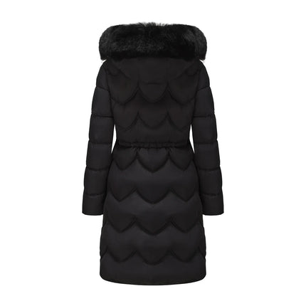 Abrigo largo con capucha estilo viajero rosa para mujer, parkas verde claro, chaqueta térmica negra con abrigo con cordón en la cintura.