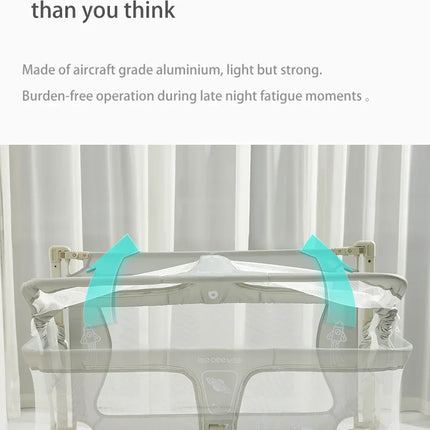 Cama de cuna plegable de doble uso para niños pequeños, cuna para dormir, barandilla para bebé, protección de seguridad, cunas de cabecera fáciles de instalar