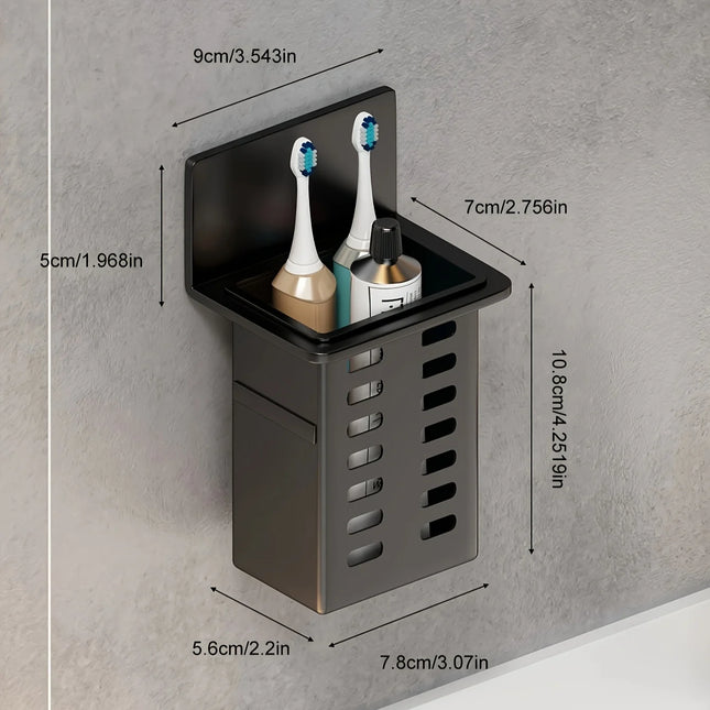 Desagüe de pasta de dientes montado en la pared y estante de almacenamiento de cepillos de dientes para suministros de baño, habitación, sala de estar, almacenamiento multifuncional, 1-3 uds.