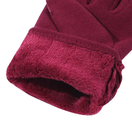 Nuevos guantes cálidos de Otoño Invierno para mujer, guantes térmicos con forro polar y dedos completos, guantes cálidos de algodón para pantalla táctil para mujer