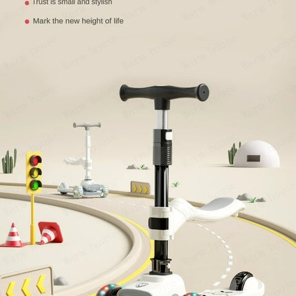 Cochecito de bebé 4 en 1, Scooter, coche yo-yo plegable para bebé de 2 a 7 años, puede sentarse y montar, carrito multifuncional para niños