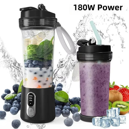 Exprimidor portátil de 4000mAh, taza de jugo de doble uso, 180W, USB, licuadora de frutas frescas para exteriores, licuadora de taza de jugo de batido de 4 hojas