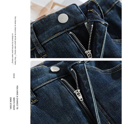 KSTUN 2025, pantalones vaqueros elásticos de lana de cintura alta Vintage para mujer, pantalones con parte inferior acampanada, pantalones vaqueros gruesos y cálidos, pantalones acampanados ajustados para mujer