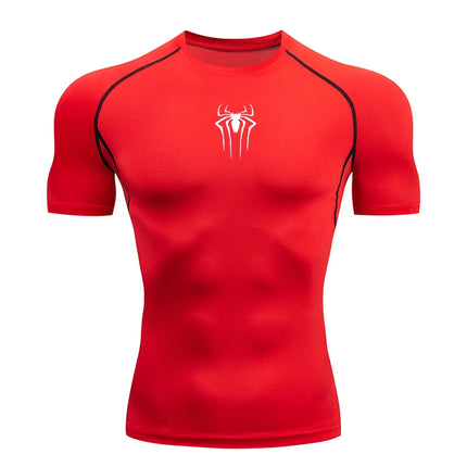 Camiseta de compresión de manga corta para hombre, ropa deportiva para correr, gimnasio, elástica, de secado rápido, 2024