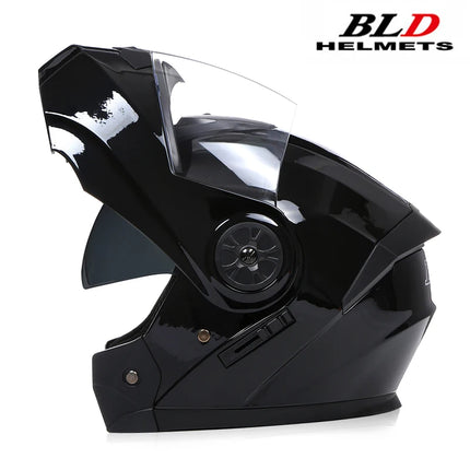 BLD Casco de Motocicleta Modular para Hombre y Mujer, Doble Lente, Abatible Hacia Arriba, Casco de Motocross de Alta Seguridad y Estilo Personalizado