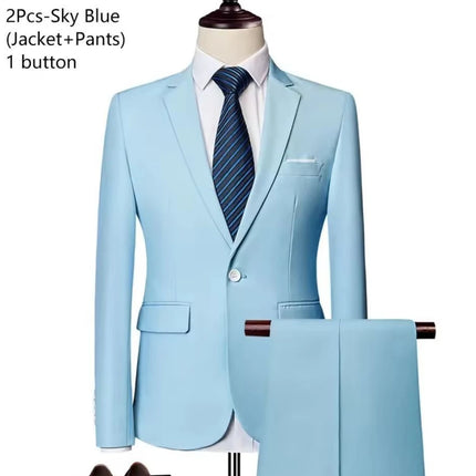 Trajes para hombre elegante boda 2 piezas conjunto chaquetas pantalones Blazers traje Formal ajustado moda negocios clásico 2025 disfraz