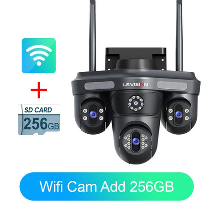 Cámara de tres pantallas WIFI 15MP 6K Monitor de tres lentes visión nocturna protección de seguridad 3 lentes PTZ videovigilancia