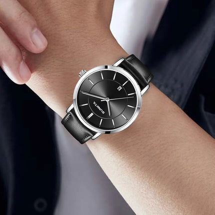 Relojes LIGE Sunkta ultrafinos para hombre, reloj de pulsera informal de moda de negocios Retro, reloj de cuarzo Simple con fecha de cuero resistente al agua para hombre