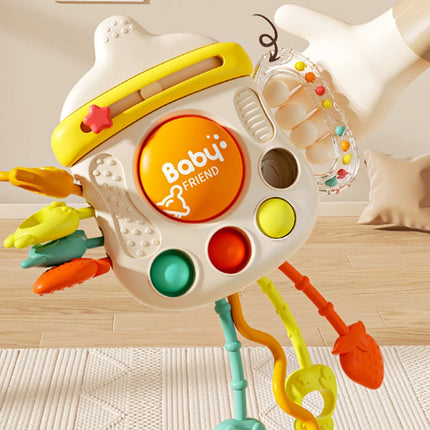 Juguete masticable para bebés en forma de botella de leche; Cuerda de sonajero para aliviar la dentición y desarrollar temprano