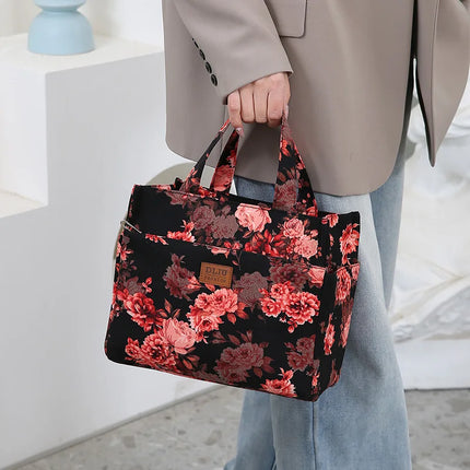 Nuevo bolso artístico de tela gruesa de gran capacidad, fiambrera de trabajo minimalista, bolsa de almacenamiento adecuada para ir de compras, usos varios