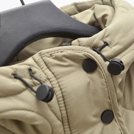 Otoño e Invierno nueva chaqueta holgada acolchada de algodón de manga larga con capucha y cordón para mujer