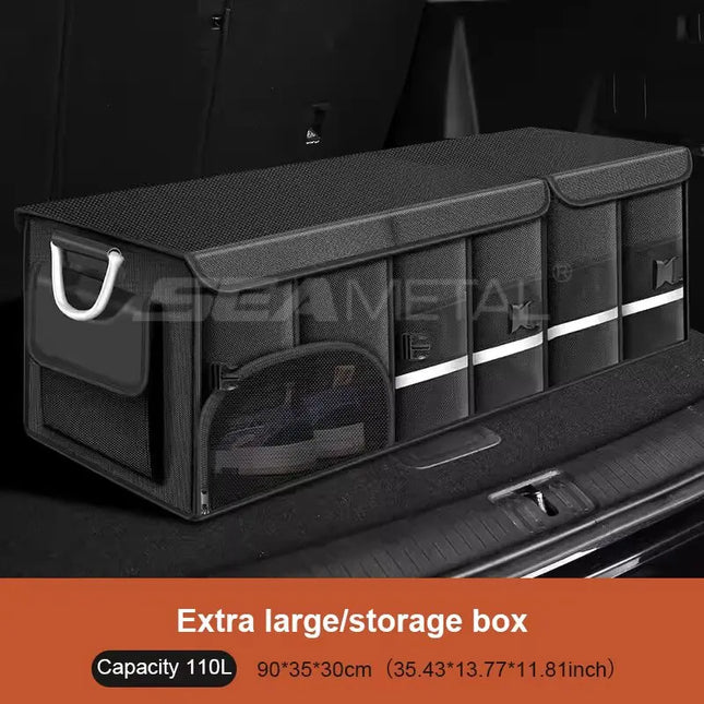 SEAMETAL Organizador de Maletero Plegable de Tela Oxford Impermeable, Gran Capacidad 110L, Caja de Almacenamiento para Coche, Ideal para Camping, Pesca y Viajes, Fácil de Transportar