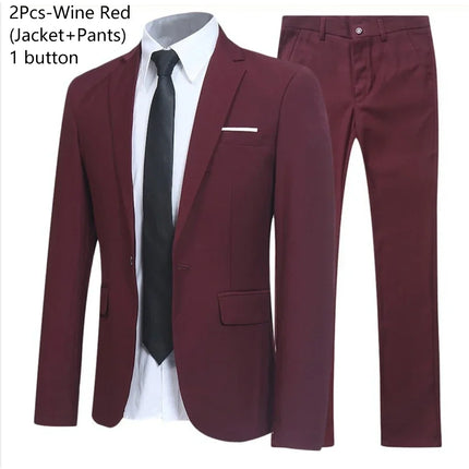 Trajes para hombre elegante boda 2 piezas conjunto chaquetas pantalones Blazers traje Formal ajustado moda negocios clásico 2025 disfraz