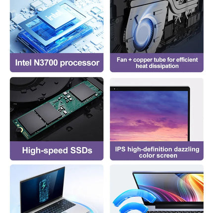 Ordenador Portátil de 15,6’’ – 16GB RAM, 2TB SSD, Intel N3700, Windows 11 Pro