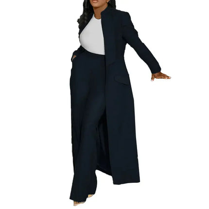 Conjunto de chaqueta larga X de manga larga para mujer, abrigo + traje de pantalón largo, ropa de calle de primavera 2025, conjunto de dos piezas, trajes de trabajo de África OL