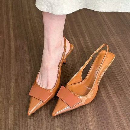 Sandalias de punta estrecha con hebilla cuadrada a la moda, zapatos de tacón alto con talón descubierto para mujer, temperamento, vestido de oficina