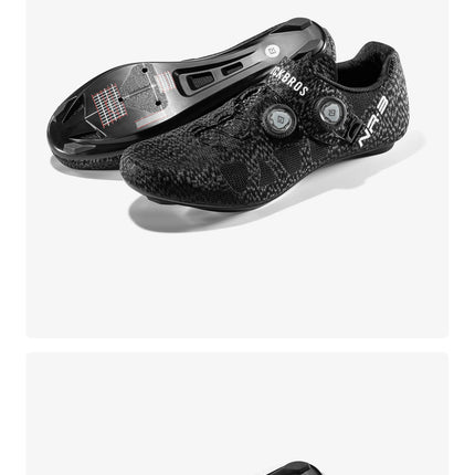 ROCKBROS Zapatos de ciclismo profesional con cierre de perilla autobloqueantes para bicicleta de carretera compatible con calas SPD calzado para ciclismo