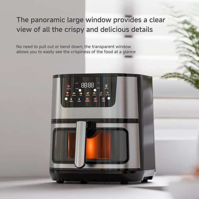 Freidora de Aire Eléctrica de Acero Inoxidable 15L – Cocina Inteligente de Gran Capacidad con Horno Tostador y Pantalla Digital