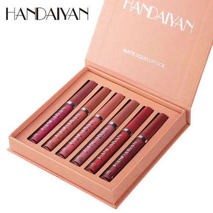 HANDAIYAN 6 uds juego de pintalabios maquillaje para mujeres taza antiadherente impermeable cosméticos de larga duración maquillaje coreano lápiz labial mate